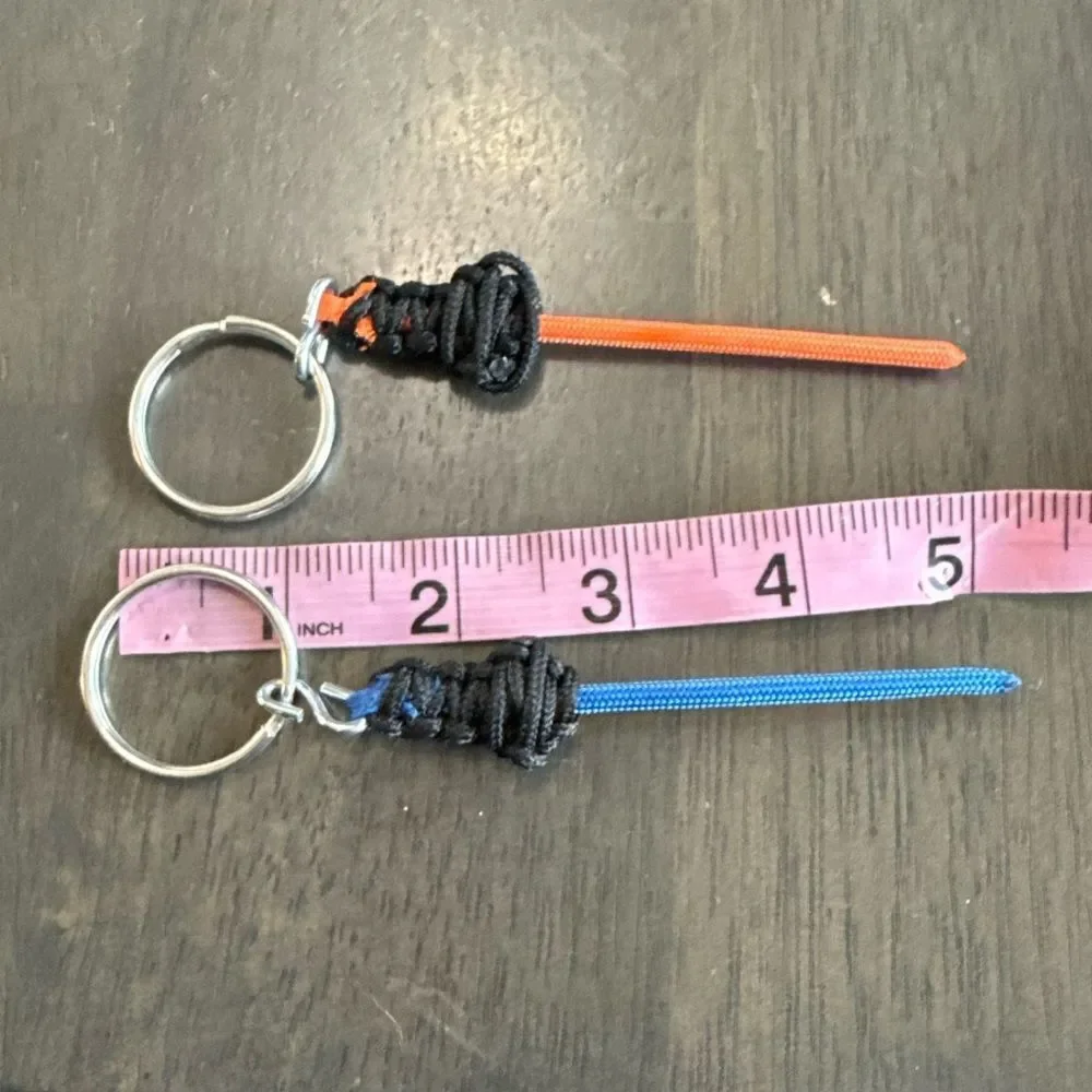 Handmade Set of 2 Paracord Space Saber Keychains Blue Orange NWOT